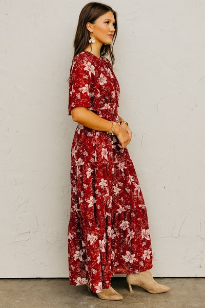 Lauren Wine Floral Maxi Dress