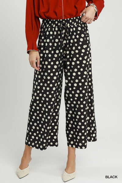 UMGEE Polka Dot Wide Leg Pant Black