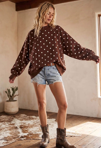 Cocoa Polka Dot Sweatshirt