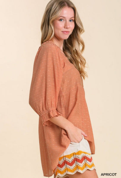 UMGEE Dot Embroidered Top Apricot