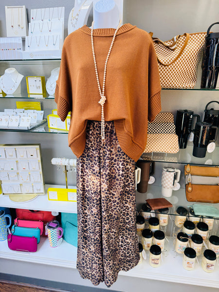 UMGEE Leopard Wide Leg Pant Olive Mix