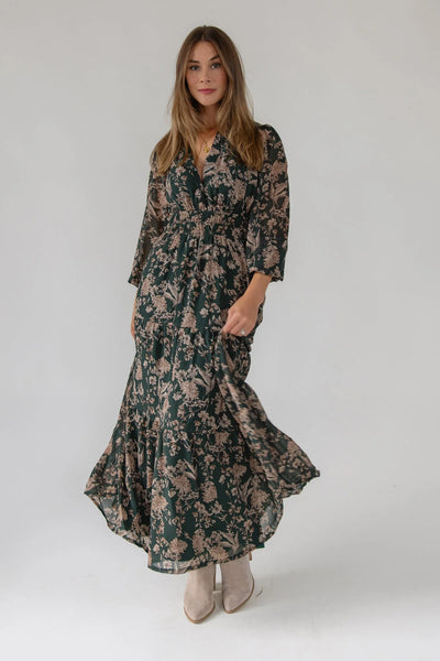 Stevie Dark Green Floral Dress