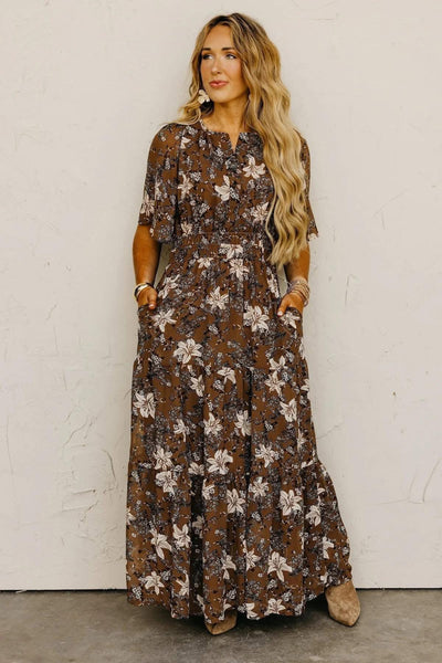 Lauren Brown Floral Dress