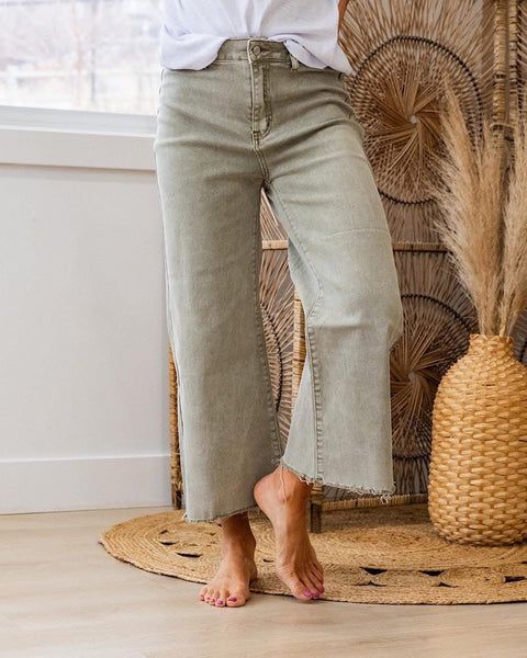 Wide Leg Jean Light Olive