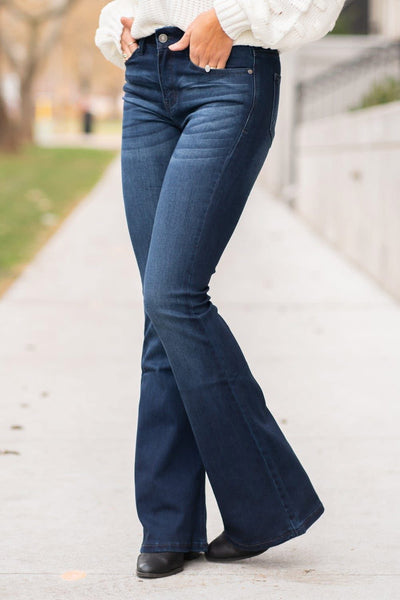 PETITE LENGTH KanCan Flare Jean Dark Wash