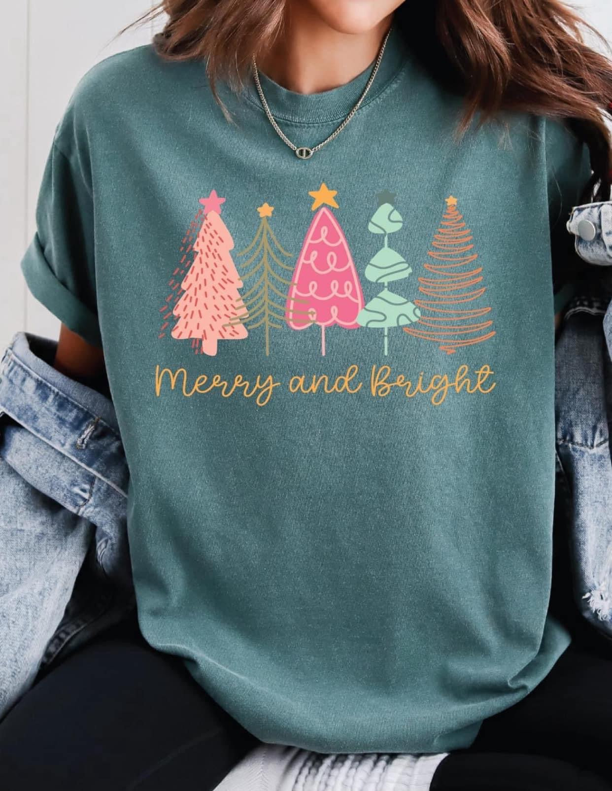 Comfort Colors Green Merry & Bright Tee