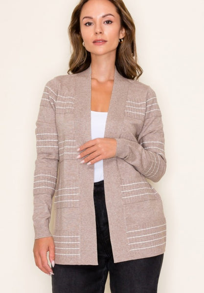 Stitch Stripe All Weather Cardigan Mocha