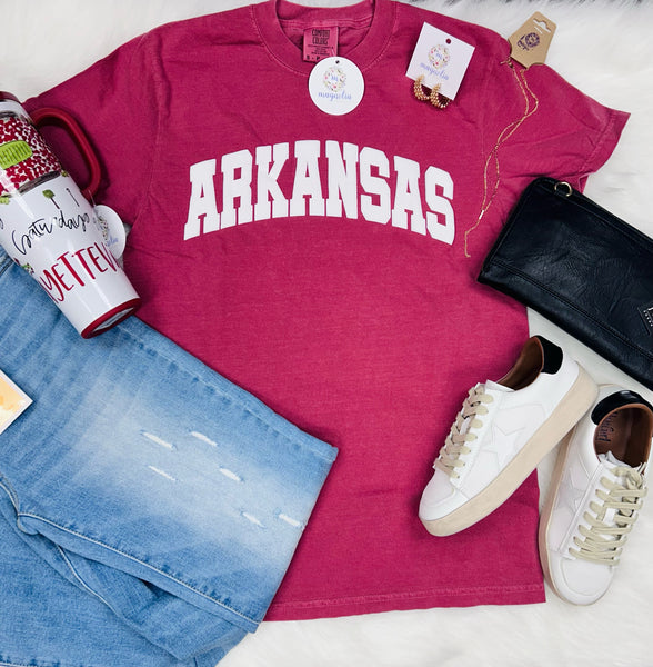 Comfort Colors Crimson Arkansas Tee