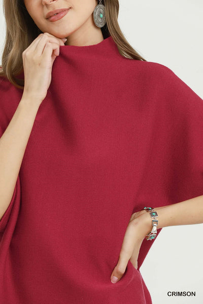 UMGEE Mock Neck Sweater Top Crimson