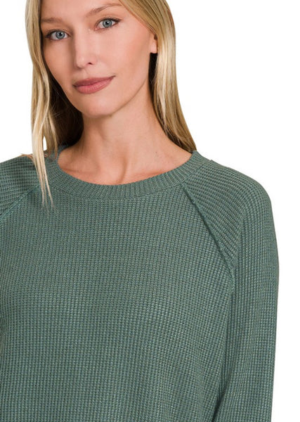 Crew Neck Raglan Sweater Ash Jade