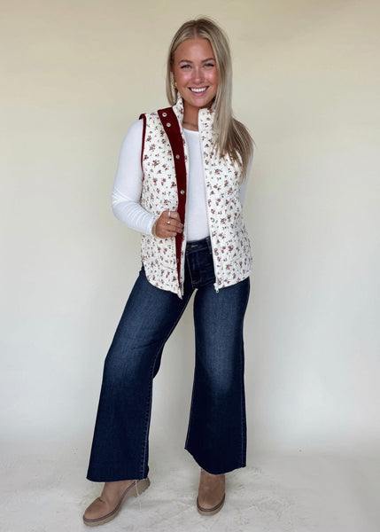 Floral Puffer Vest