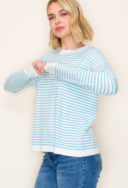 Everyday Relaxed Fit Stripe Sweater Blue