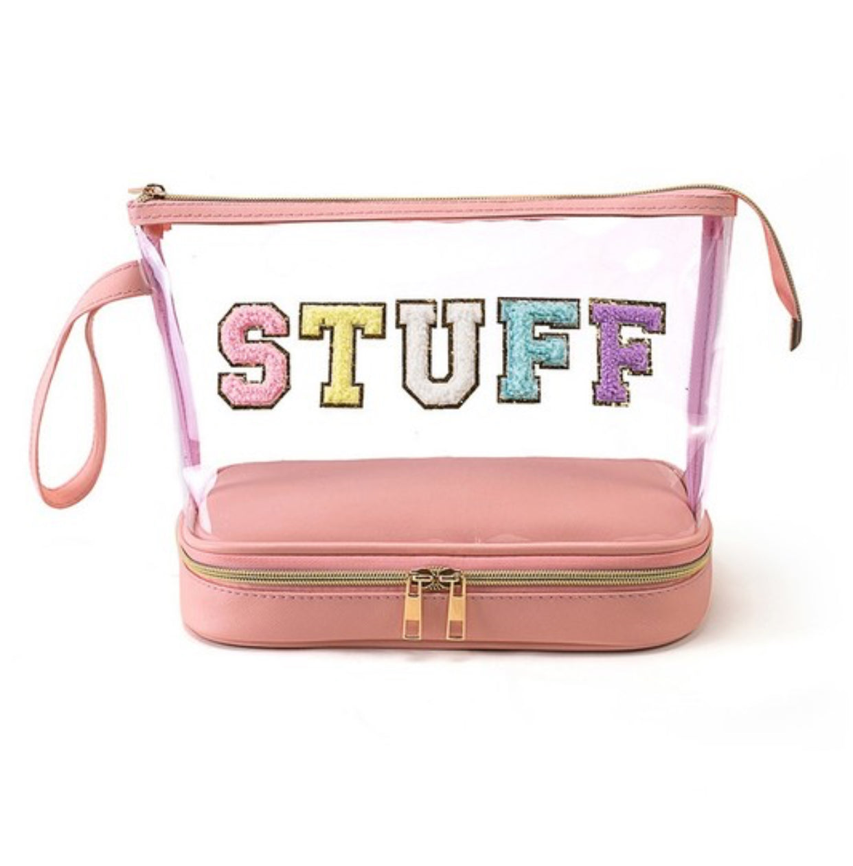 STUFF Chenille Letter Clear Cosmetic Bag