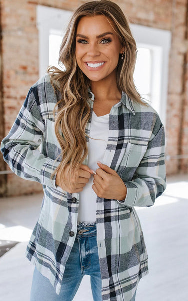 Emma Grey & Green Plaid Button Down