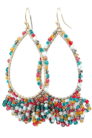 Beaded Teardrop Tassel Earring