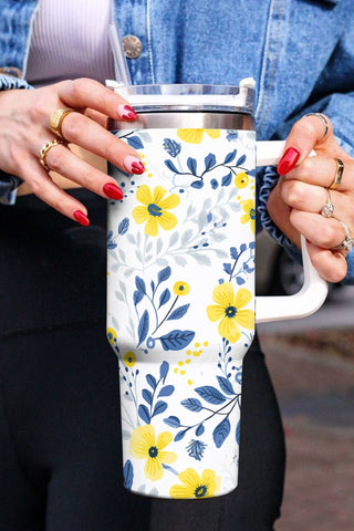 Boho Floral 40oz Stainless Tumbler Blue White