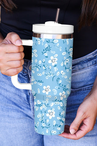 Boho Floral 40oz Stainless Tumbler Sky Blue