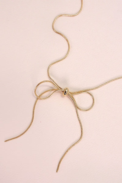 Bow Pendant Snake Chain Necklace