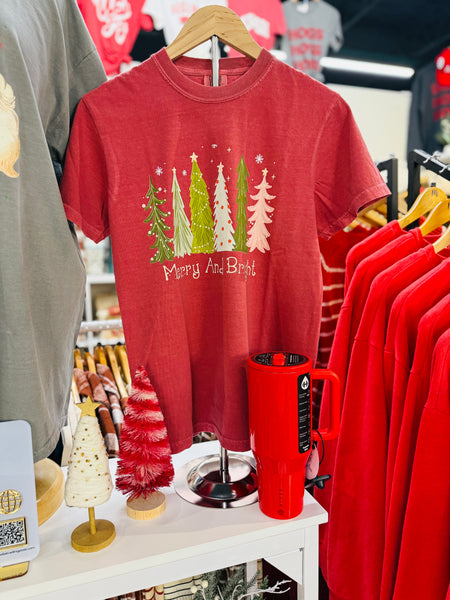 Comfort Colors Crimson Merry & Bright Tee