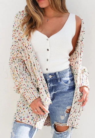 Ivory Cream Confetti Confetti Cardigan