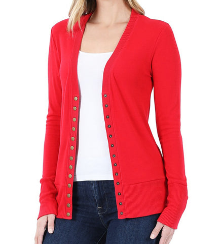 Snap Cardigan Ruby Red