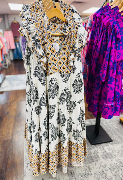 UMGEE Garden Party Midi Dress Black Mix