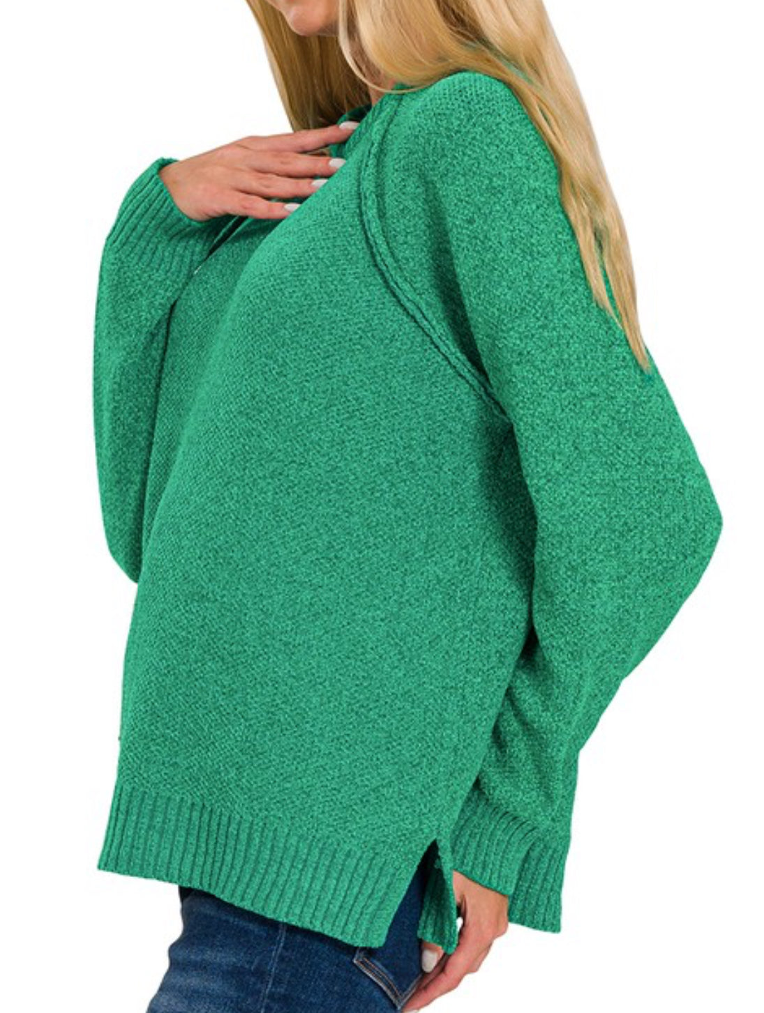 Chenille Raglan Sweater Green