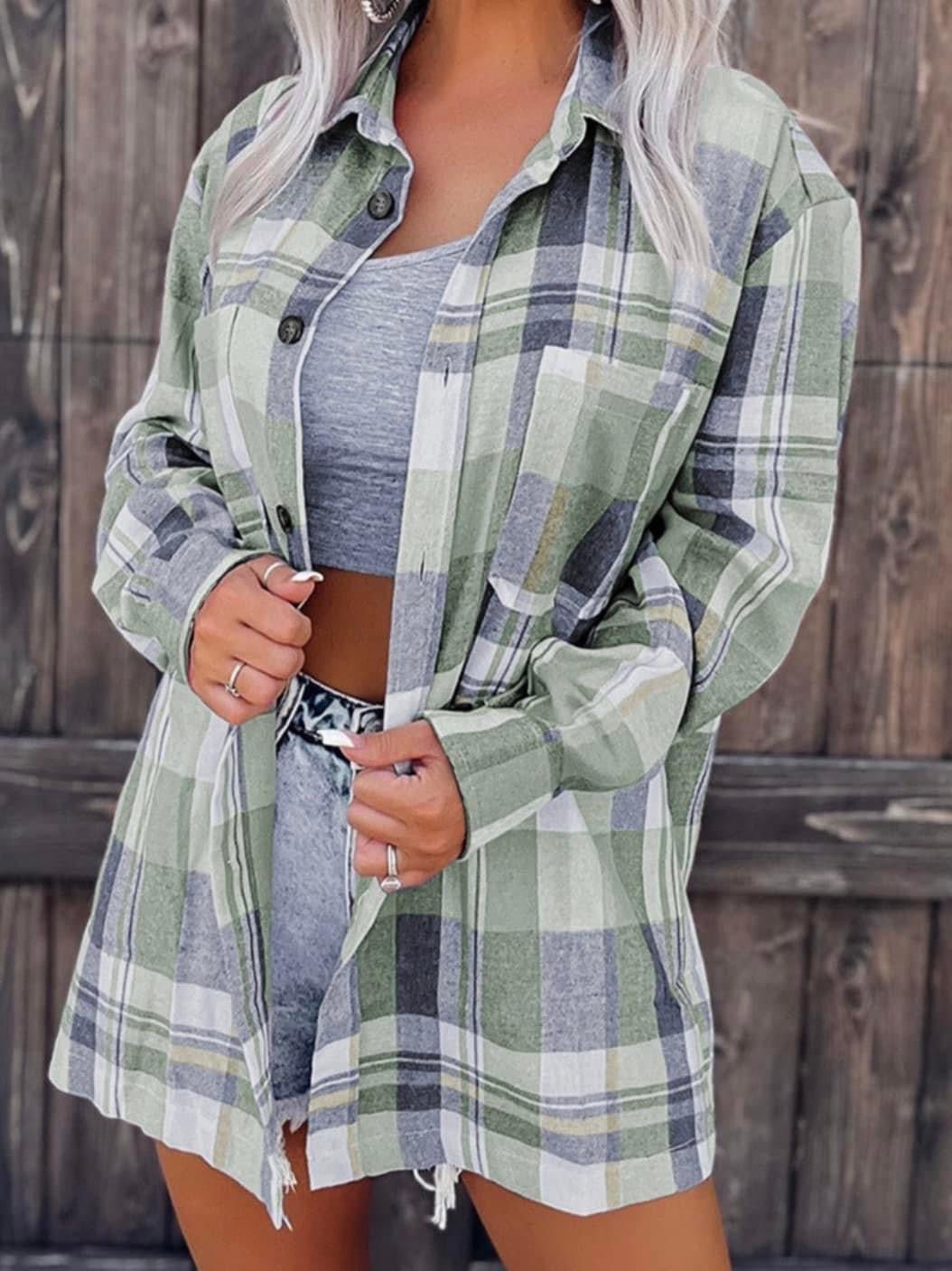 Emma Grey & Green Plaid Button Down