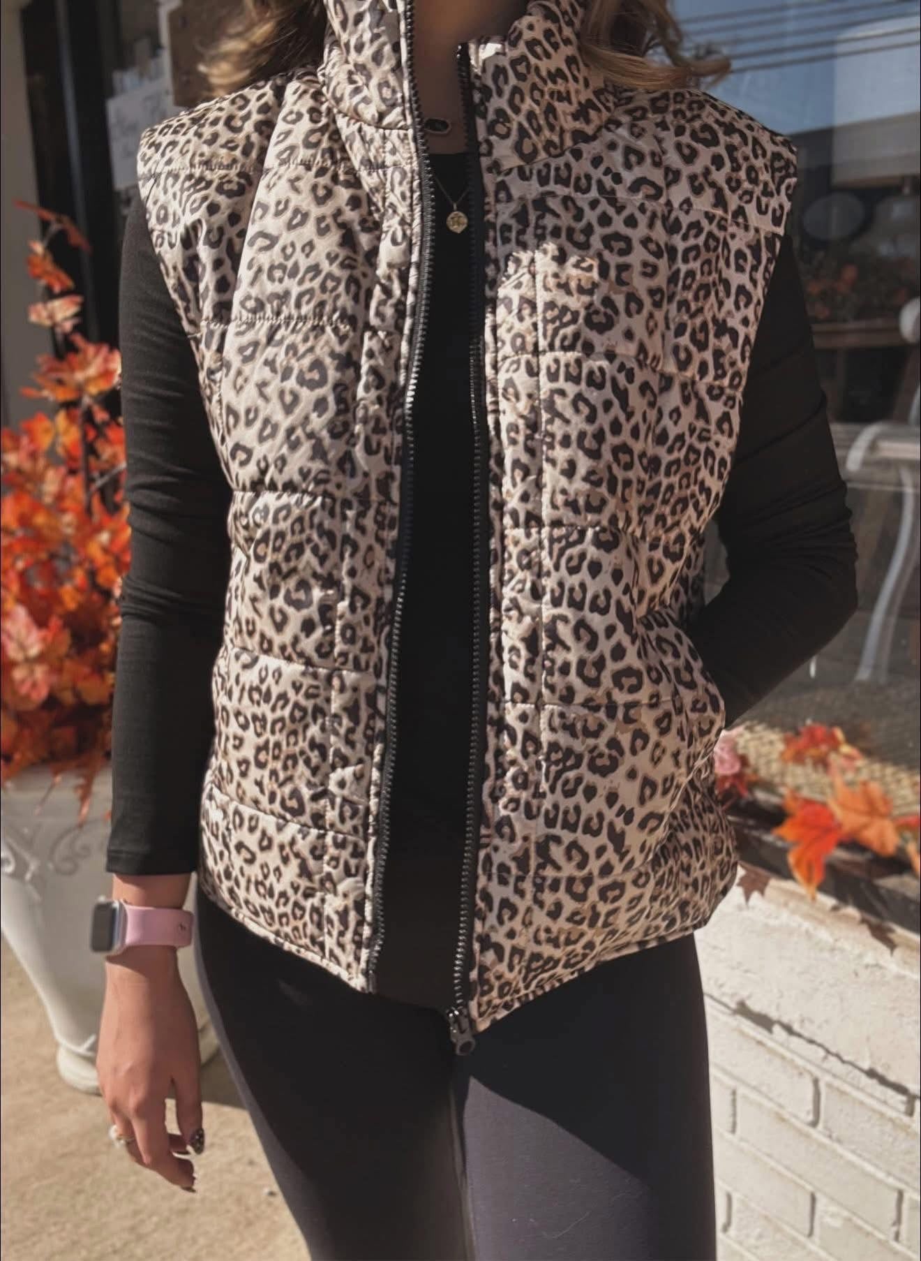 Leopard Puffer Vest