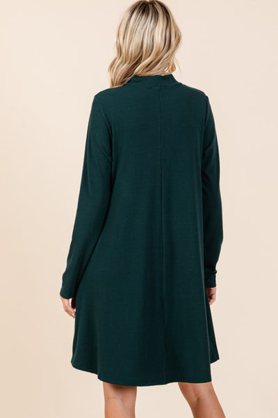 Hunter Ribbed Knit Mock Neck Pocket Dress