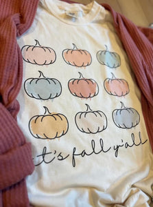 Comfort Colors It's Fall Y'all Multi Pumpkin Tee