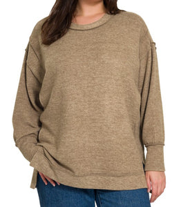 Soft Brushed Solid Sweater Mocha