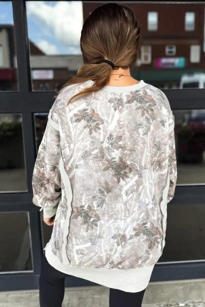 Leafy Camo Exposed Seam Top