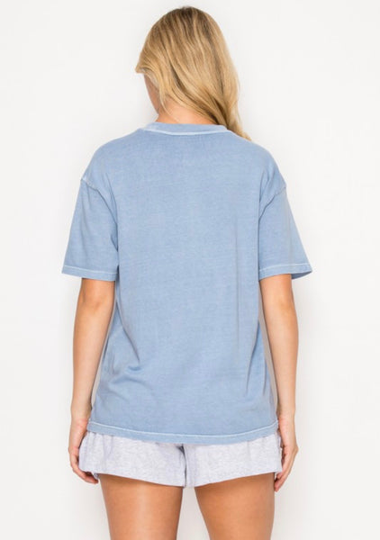 Classic Crew Neck Cotton Tee Blue