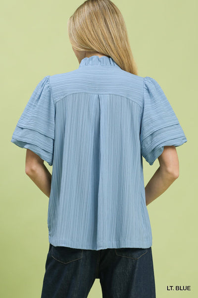 UMGEE Bubble Sleeve Top Blue
