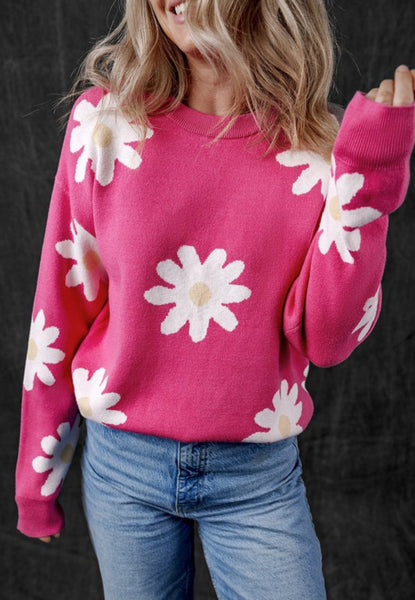 Stella Pink Daisy Crew Neck Sweater