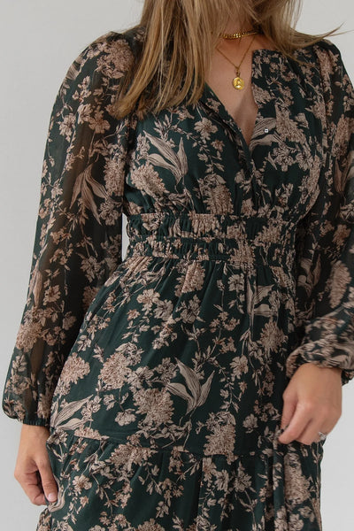 Stevie Dark Green Floral Dress