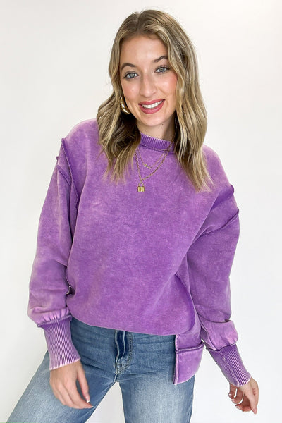 Violet Acid Wash Seam Sweatshirt