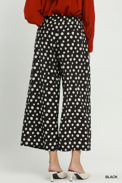 UMGEE Polka Dot Wide Leg Pant Black