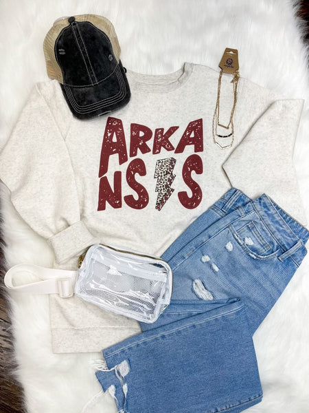 Arkansas Leopard Vintage Graphic Sweatshirt