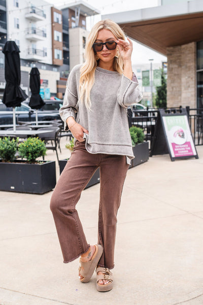 Breezy Knit Top Ash Mocha