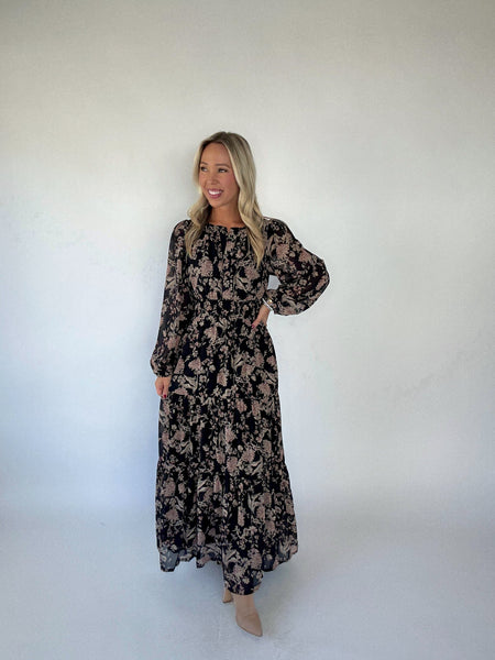 Stevie Black Floral Maxi Dress