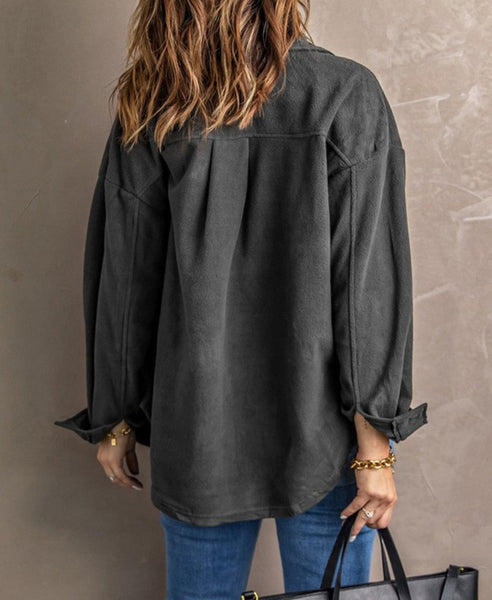 Dark Grey Button Down Shirt Jacket