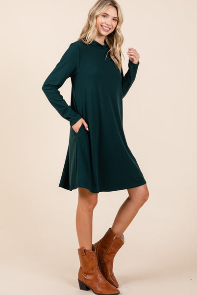 Hunter Ribbed Knit Mock Neck Pocket Dress