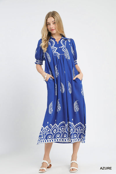UMGEE Royal Blue Paisley Dress