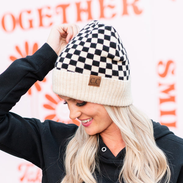 CC Wool Checkered Beanie