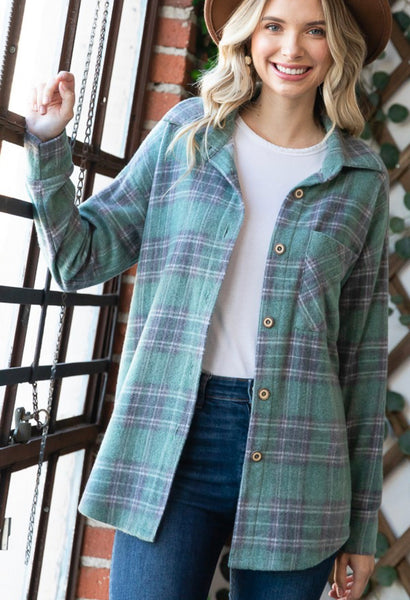 Jade Plaid Button Down Shirt