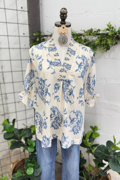 UMGEE Paris Paisley Top Blue Mix