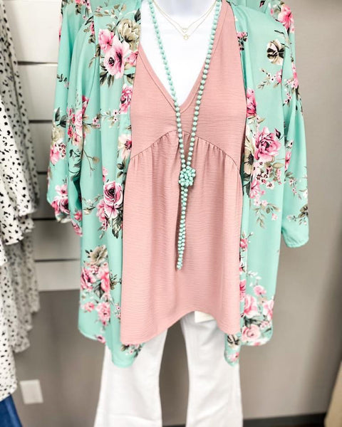 Mint Floral Lightweight Cardigan