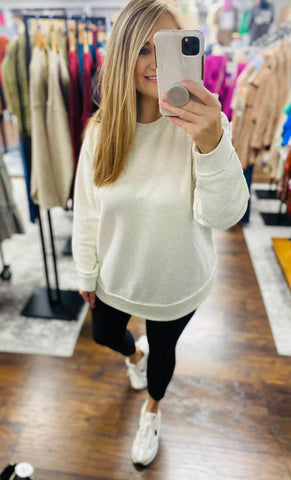 Weekend Fleece Casual Sweatshirt Oatmeal Beige